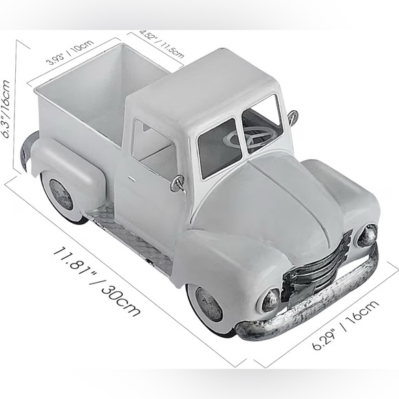 Farmhouse White Truck Decor, Vintage Metal Farm Truck Decor - Picture 5 of 11